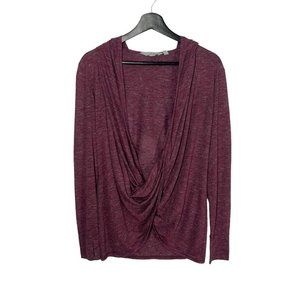 Athleta Maroon Red Long Sleeve Drop Twist Front Hooded Top Medium
